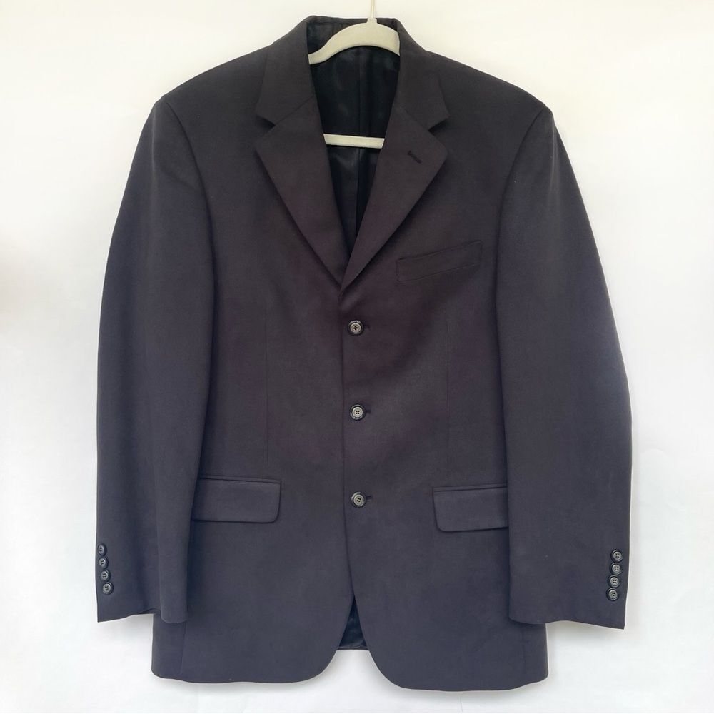 Andrew Fezza Blazer Men's 38R Black Polyester Suede Classic Stretch